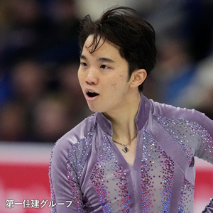 友野一希選手の磁気ネックレス「コラントッテ（Colantotte）」を着用した肖像