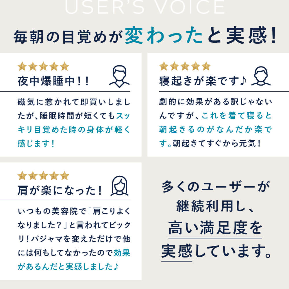 USER'S VOICE　多くのユーザーが継続利用し、高い満足度を実感しています。