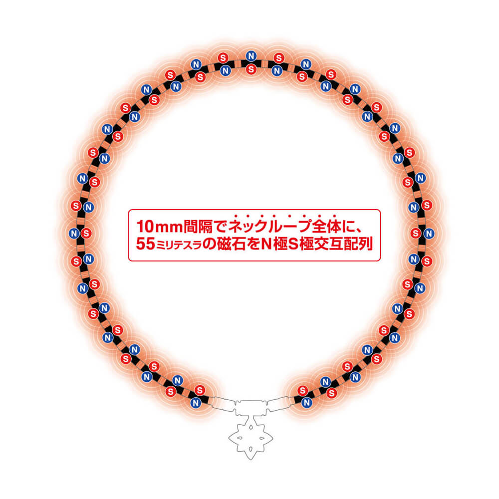 TAOネックレス スリム BIJOUX BLOOM 磁石配置図