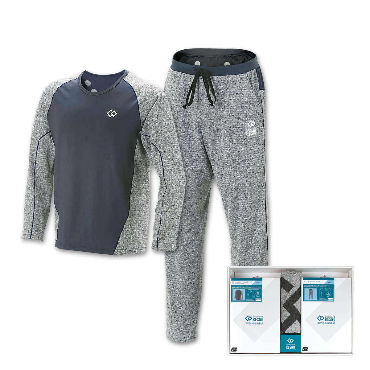 ギフトセット「コラントッテ RESNO スイッチングシャツ & パンツセット MEN'S(ロング × ロング)ギフトBOX(RESNO スイッチングウェア & オリジナル タオル)/Colantotte」