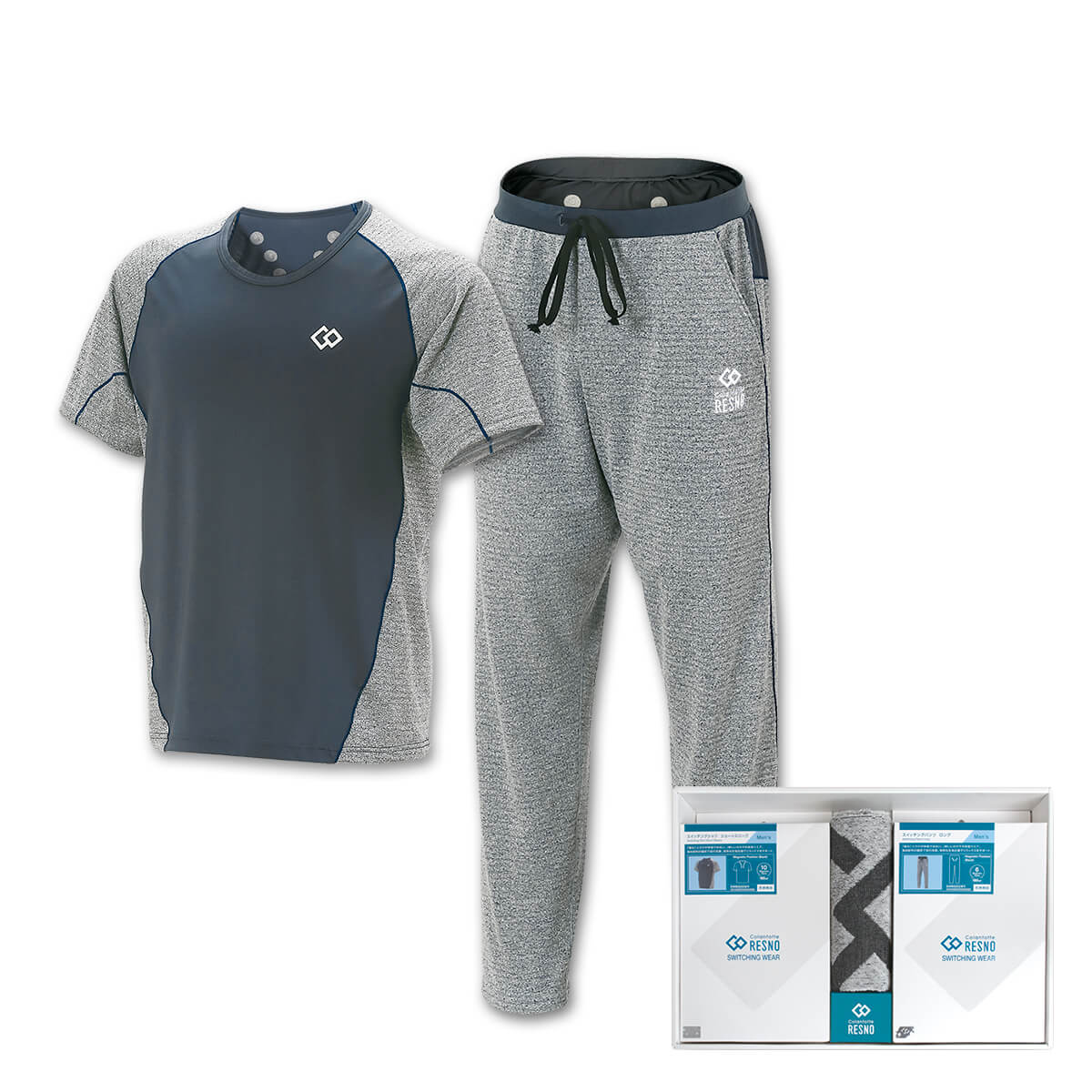 ギフトセット「コラントッテ RESNO スイッチングシャツ & パンツセット MEN'S(ショート × ロング)ギフトBOX(RESNO スイッチングウェア & オリジナル タオル)/Colantotte」