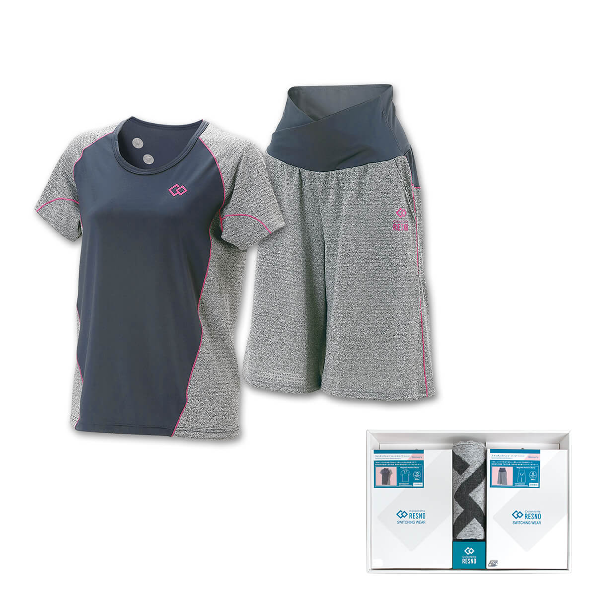 ギフトセット「コラントッテ RESNO スイッチングシャツ & パンツセット WOMEN'S(ショート × ハーフ)ギフトBOX(RESNO スイッチングウェア & オリジナル タオル)/Colantotte」