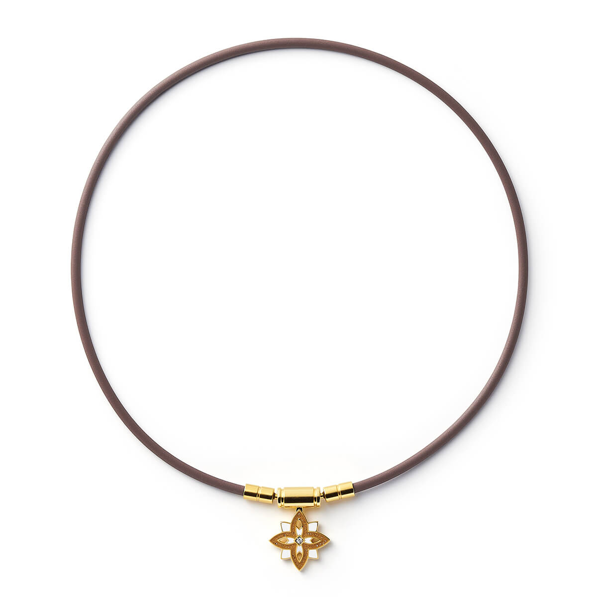 プレミアムゴールド×ビスキュイ(ループ:ブラウン) 磁気ネックレス「コラントッテ TAO ネックレス スリム BIJOUX FLEUR/Colantotte」|詳細画像