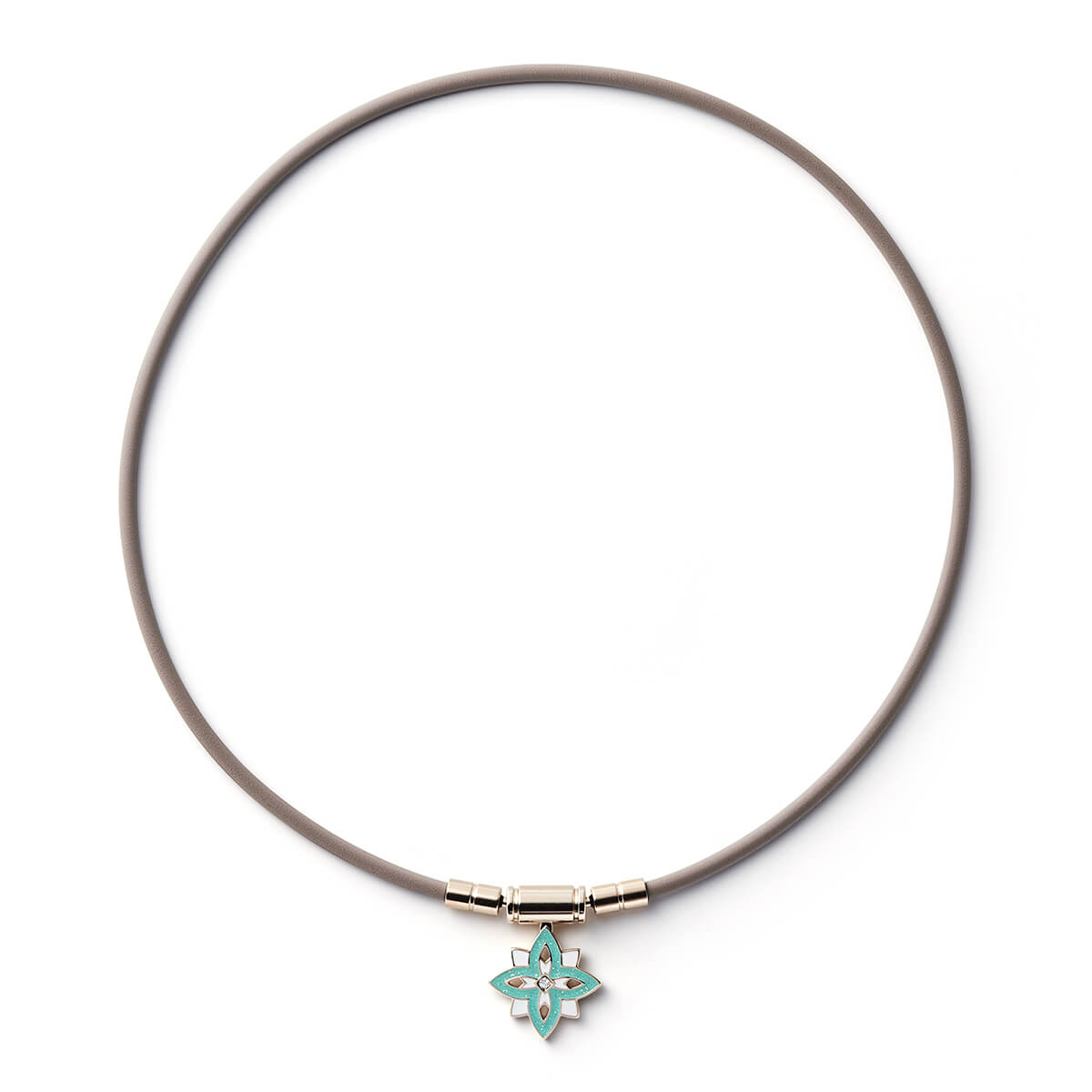 シャンパンゴールド×ペパーミント(ループ:ウォームグレー) 磁気ネックレス「コラントッテ TAO ネックレス スリム BIJOUX FLEUR/Colantotte」|詳細画像