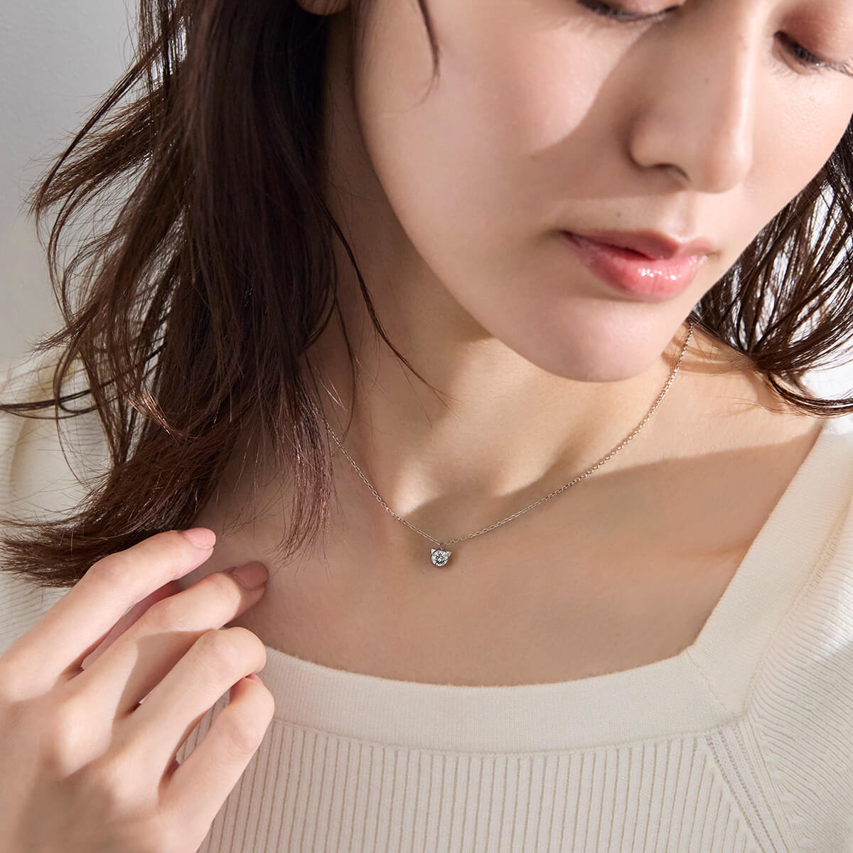 Lierrey ラボグロウンダイヤモンド ネックレス Mew（ミュー